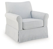 Searcy White/Navy Swivel Glider Accent Chair - A3000853