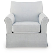 Searcy White/Navy Swivel Glider Accent Chair - A3000853