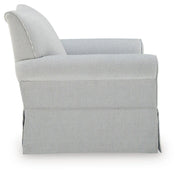 Searcy White/Navy Swivel Glider Accent Chair - A3000853