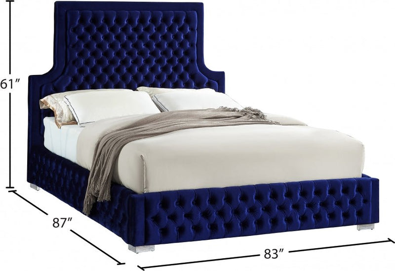 Sedona Velvet King Bed Blue - Gate FurnitureKing Bed