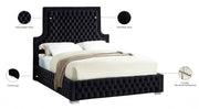 Sedona Velvet Queen Bed Black - Gate FurnitureQueen Bed