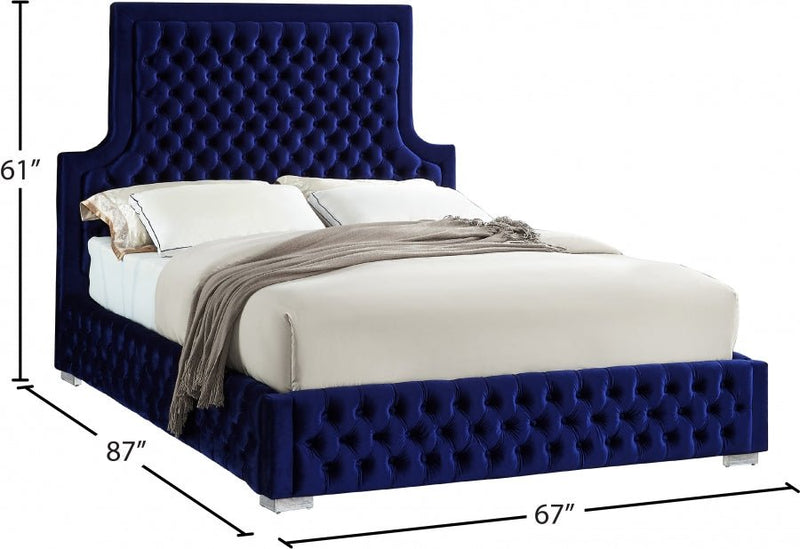Sedona Velvet Queen Bed Blue - Gate FurnitureQueen Bed