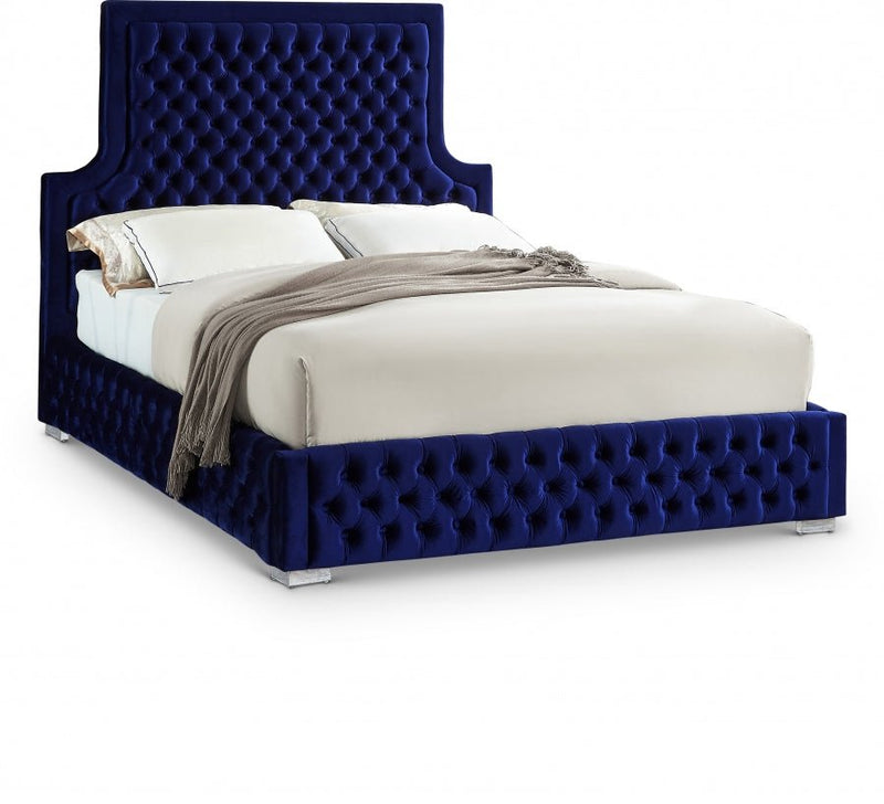 Sedona Velvet Queen Bed Blue - Gate FurnitureQueen Bed