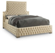 Sedona Velvet Queen Bed Cream - Gate FurnitureQueen Bed