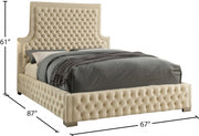 Sedona Velvet Queen Bed Cream - Gate FurnitureQueen Bed