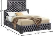 Sedona Velvet Queen Bed Grey - Gate FurnitureQueen Bed