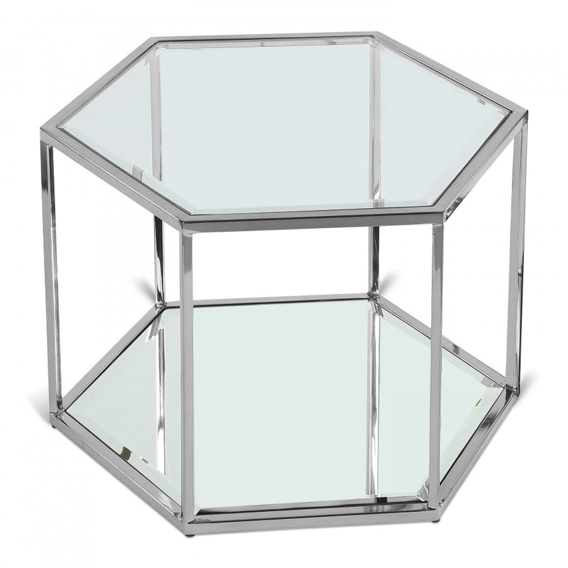 Sei Glass And Steel Coffee Table in Chrome - 206-CT