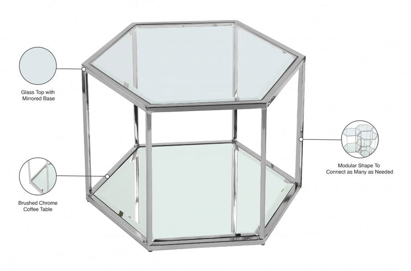 Sei Glass And Steel Coffee Table in Chrome - 206-CT