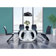Seminole Glass Top Table & Black PU Chair Dining Set - Gate FurnitureDining Room Set