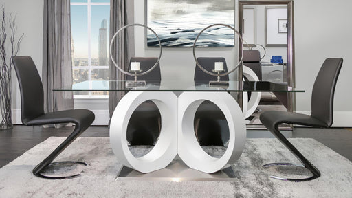 Seminole Glass Top Table & Black PU Chair Dining Set - Gate FurnitureDining Room Set