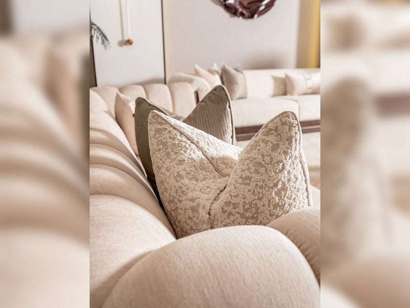 Senato 4-pieces (1 Four Seater Lux Sofa & 1 Four Seater Sofa & 2 Chair) Livingroom in Cream - 200-GAB-SEN-4L411