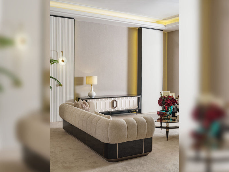 Senato 4-pieces (1 Four Seater Lux Sofa & 1 Four Seater Sofa & 2 Chair) Livingroom in Cream - 200-GAB-SEN-4L411