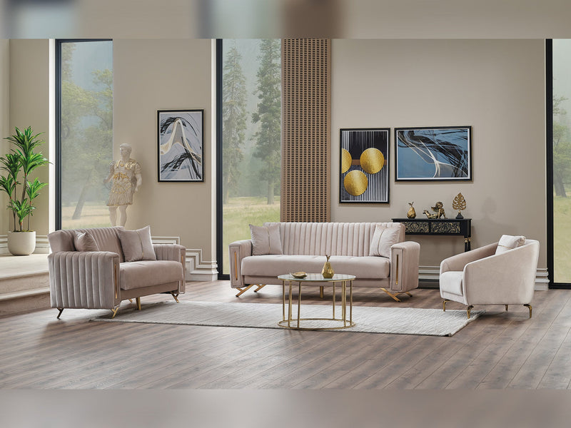 Senfoni 3-pieces (Sofa & Loveseat & Chair) Livingroom Set Beige in Beige - 101-SEN-TUR276-321