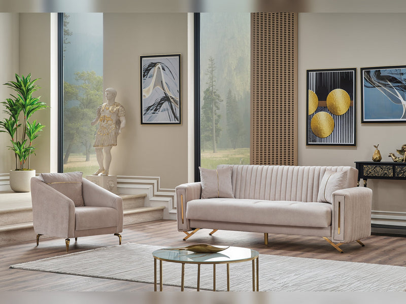 Senfoni 3-pieces (Sofa & Loveseat & Chair) Livingroom Set Beige in Beige - 101-SEN-TUR276-321