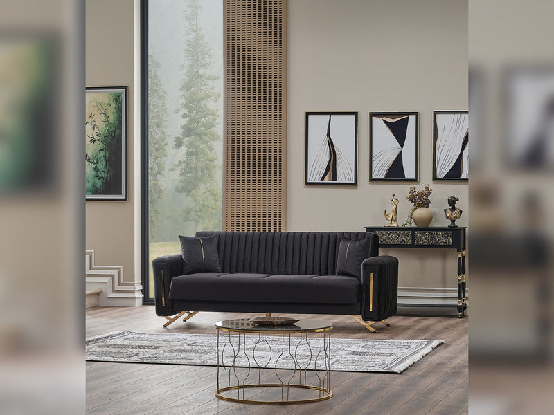 Senfoni 3-pieces (Sofa & Loveseat & Chair) Livingroom Set Black in Black - 101-SEN-LV900-321