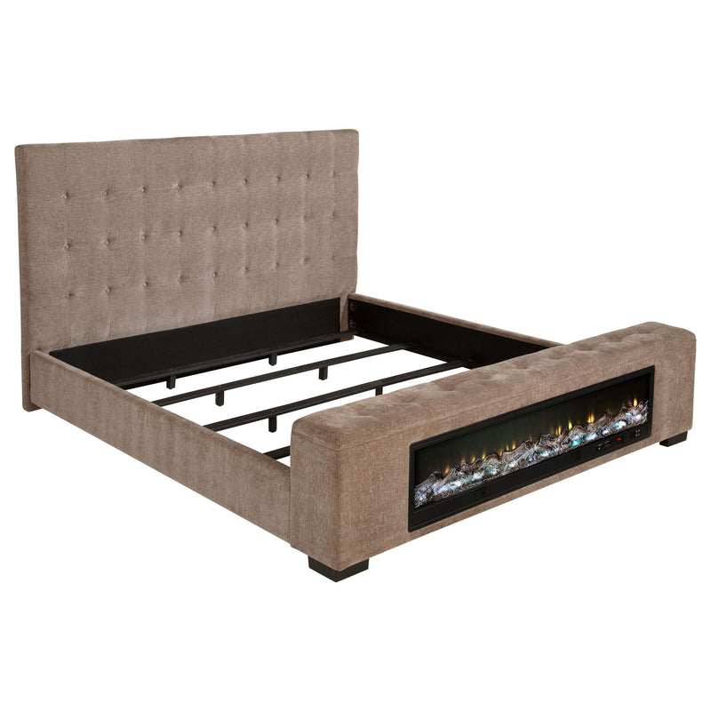 Senna Upholstered Queen Audio Flame Visualizer Bed Brown - 305811Q