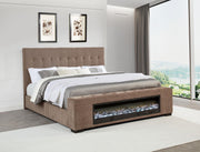 Senna Upholstered Queen Audio Flame Visualizer Bed Brown - 305811Q
