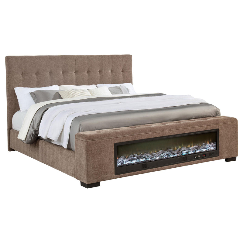 Senna Upholstered Queen Audio Flame Visualizer Bed Brown - 305811Q
