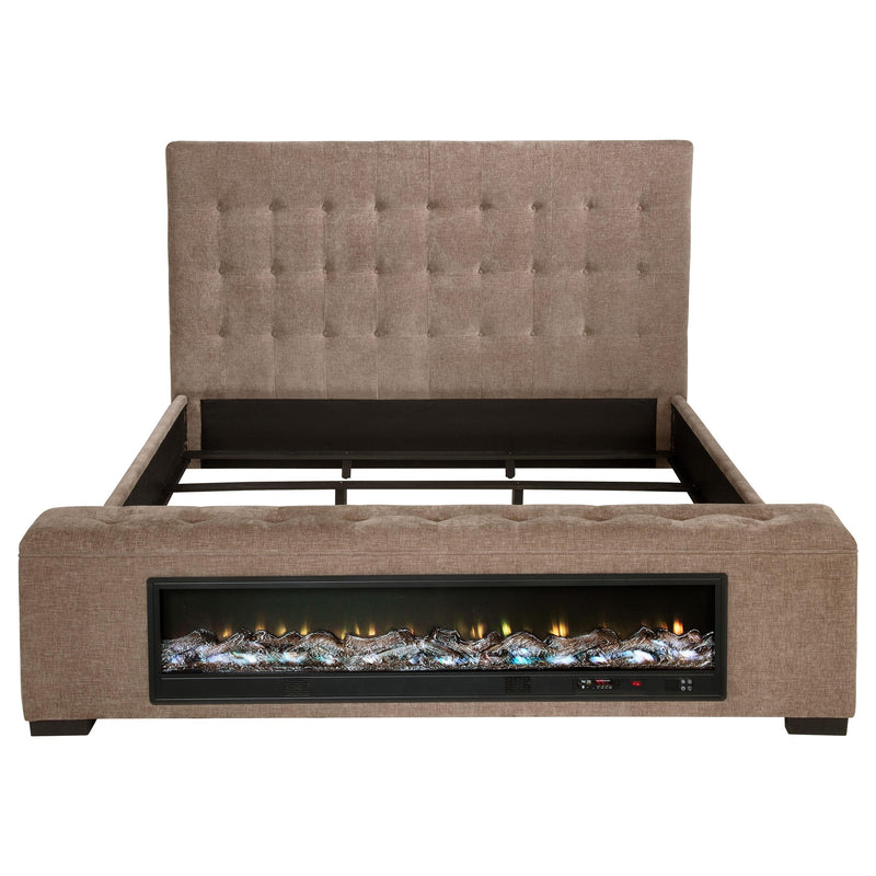 Senna Upholstered Queen Audio Flame Visualizer Bed Brown - 305811Q