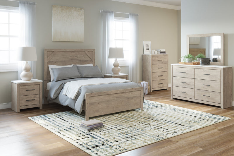 Senniberg Light Brown - White Full Panel Bed - Gate FurnitureFull Bed