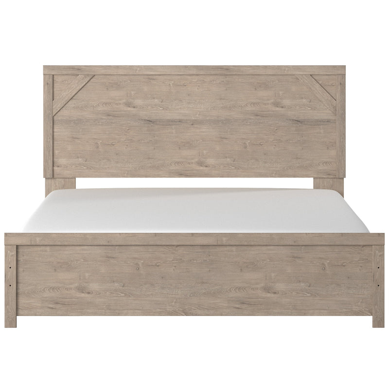 Senniberg Light Brown - White King Panel Bed - Gate FurnitureKing Bed