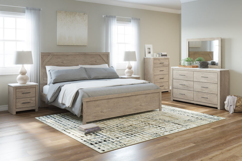 Senniberg Light Brown - White King Panel Bed - Gate FurnitureKing Bed