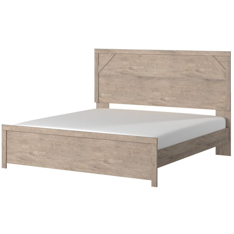 Senniberg Light Brown - White King Panel Bed - Gate FurnitureKing Bed