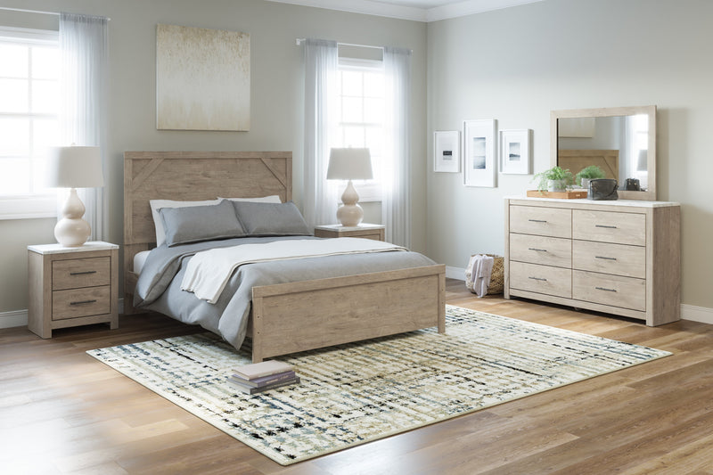 Senniberg Light Brown - White Queen Panel Bed - Gate FurnitureQueen Bed