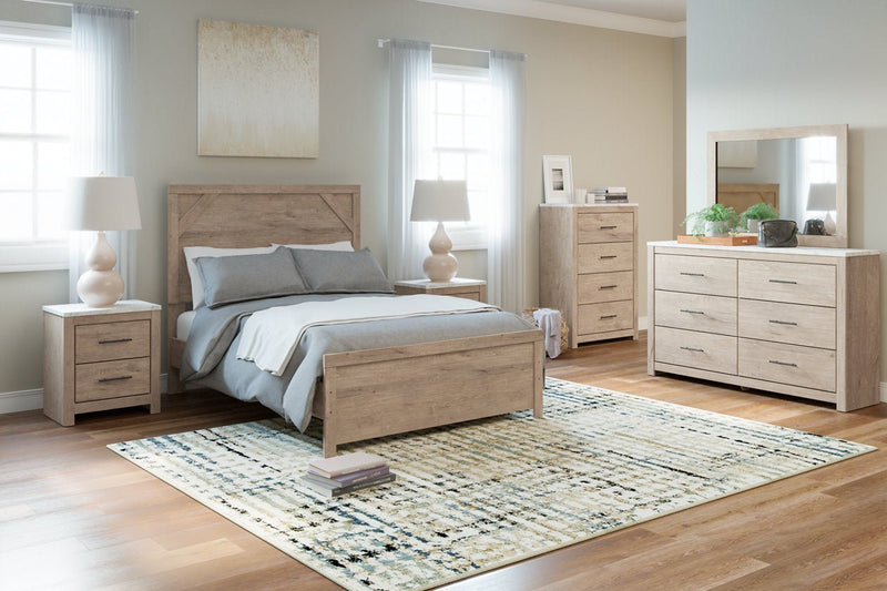Senniberg Light Brown/White Full Panel Bed - Gate FurnitureFull Bed