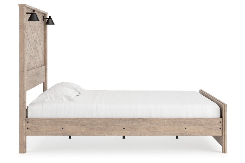 Senniberg Light Brown/White King Panel Bed - Gate FurnitureKing Bed