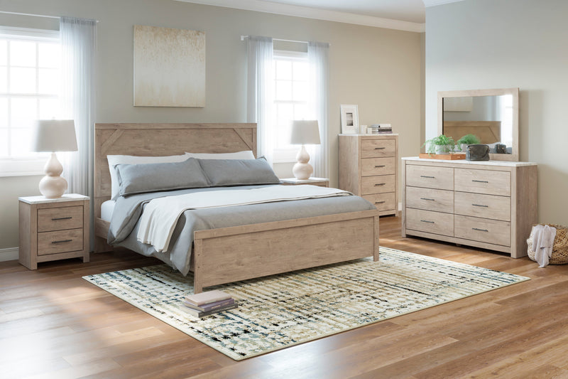 Senniberg Light Brown/White Panel Bedroom Set - Gate FurnitureBedroom Set