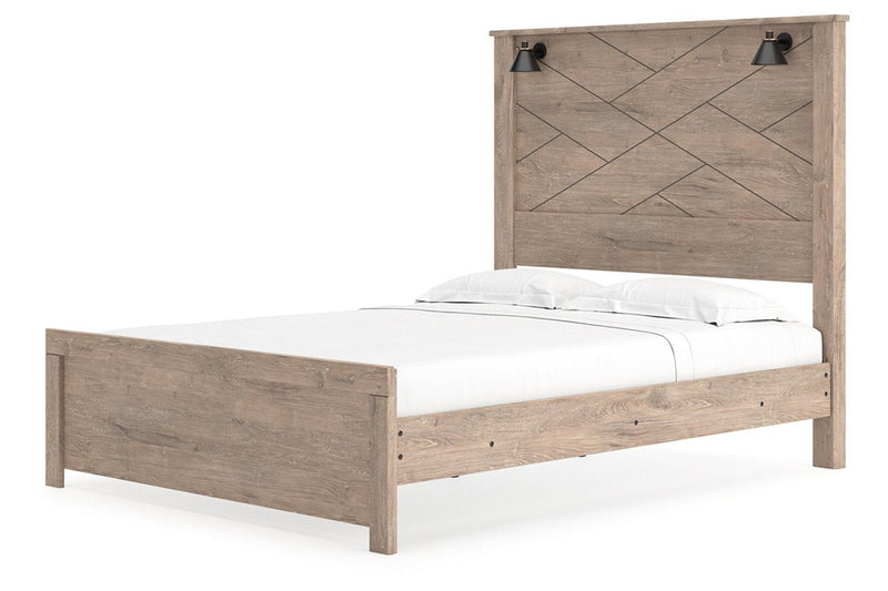 Senniberg Light Brown/White Queen Panel Bed - Gate FurnitureQueen Bed