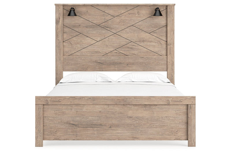 Senniberg Light Brown/White Queen Panel Bed - Gate FurnitureQueen Bed