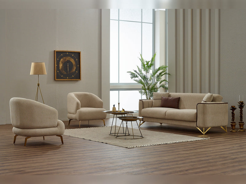 Sente  3-pieces (Sofa & Loveseat & Chair) Livingroom in Cream - 200-SIM-SEN-GIRNE01-321