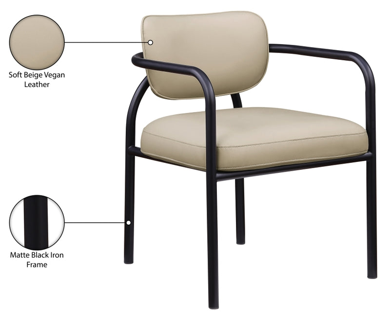 Serava Vegan Leather Upholstered Dining Chair in Beige, Set of 2 - 77066Beige-C