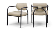 Serava Vegan Leather Upholstered Dining Chair in Beige, Set of 2 - 77066Beige-C