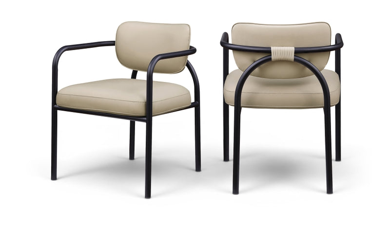 Serava Vegan Leather Upholstered Dining Chair in Beige, Set of 2 - 77066Beige-C