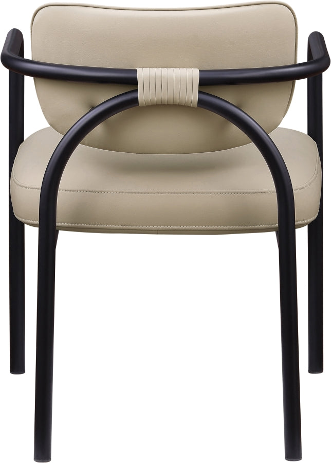 Serava Vegan Leather Upholstered Dining Chair in Beige, Set of 2 - 77066Beige-C
