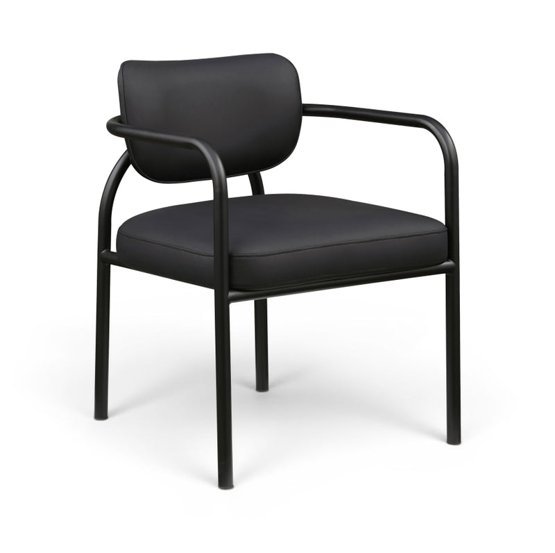 Serava Vegan Leather Upholstered Dining Chair in Black, Set of 2 - 77066Black-C