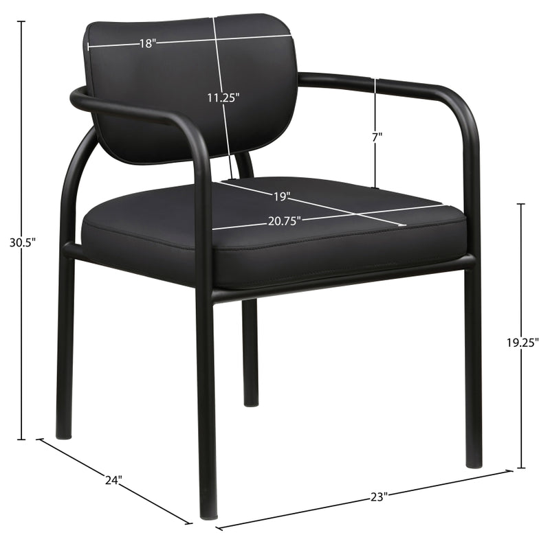 Serava Vegan Leather Upholstered Dining Chair in Black, Set of 2 - 77066Black-C