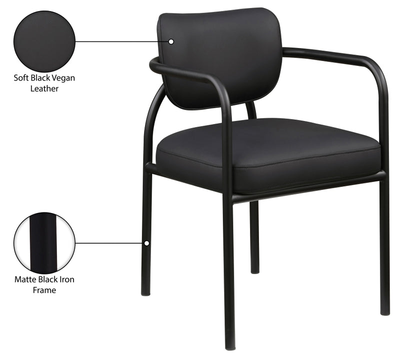 Serava Vegan Leather Upholstered Dining Chair in Black, Set of 2 - 77066Black-C