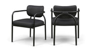 Serava Vegan Leather Upholstered Dining Chair in Black, Set of 2 - 77066Black-C