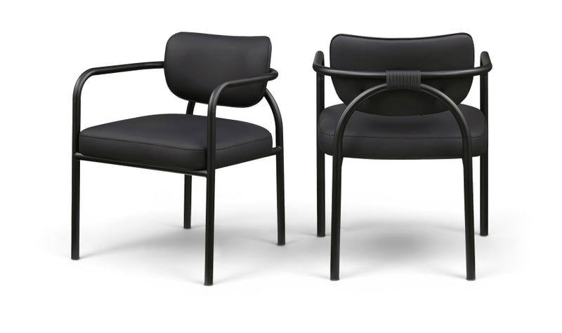 Serava Vegan Leather Upholstered Dining Chair in Black, Set of 2 - 77066Black-C