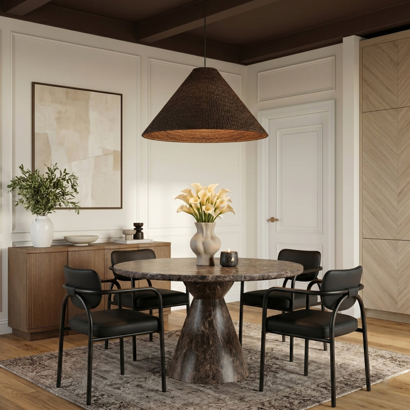 Serava Vegan Leather Upholstered Dining Chair in Black, Set of 2 - 77066Black-C