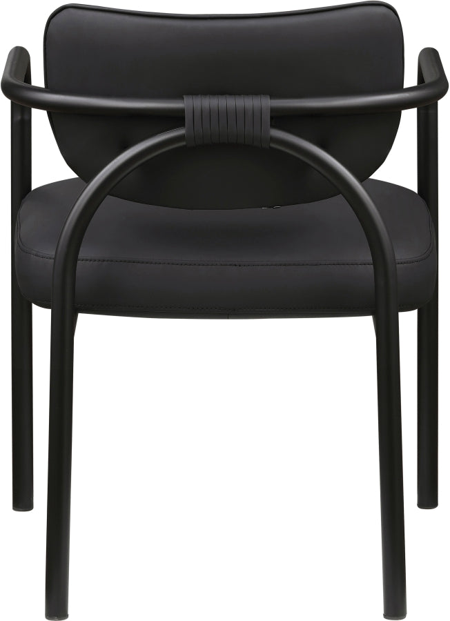 Serava Vegan Leather Upholstered Dining Chair in Black, Set of 2 - 77066Black-C