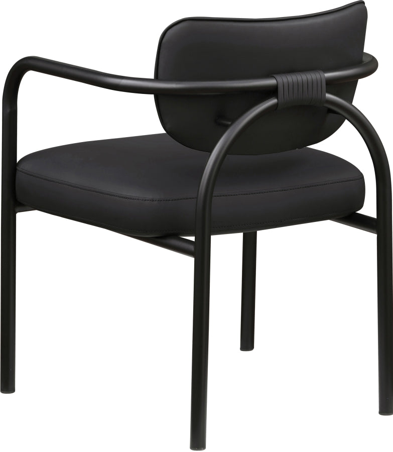 Serava Vegan Leather Upholstered Dining Chair in Black, Set of 2 - 77066Black-C