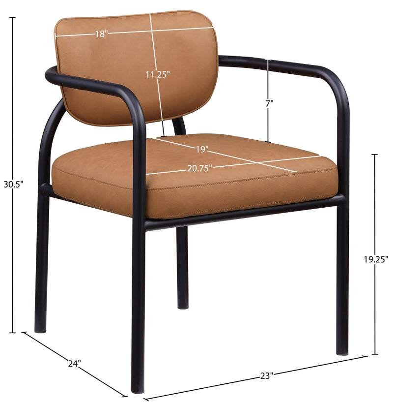 Serava Vegan Leather Upholstered Dining Chair in Cognac, Set of 2 - 77066Cognac-C