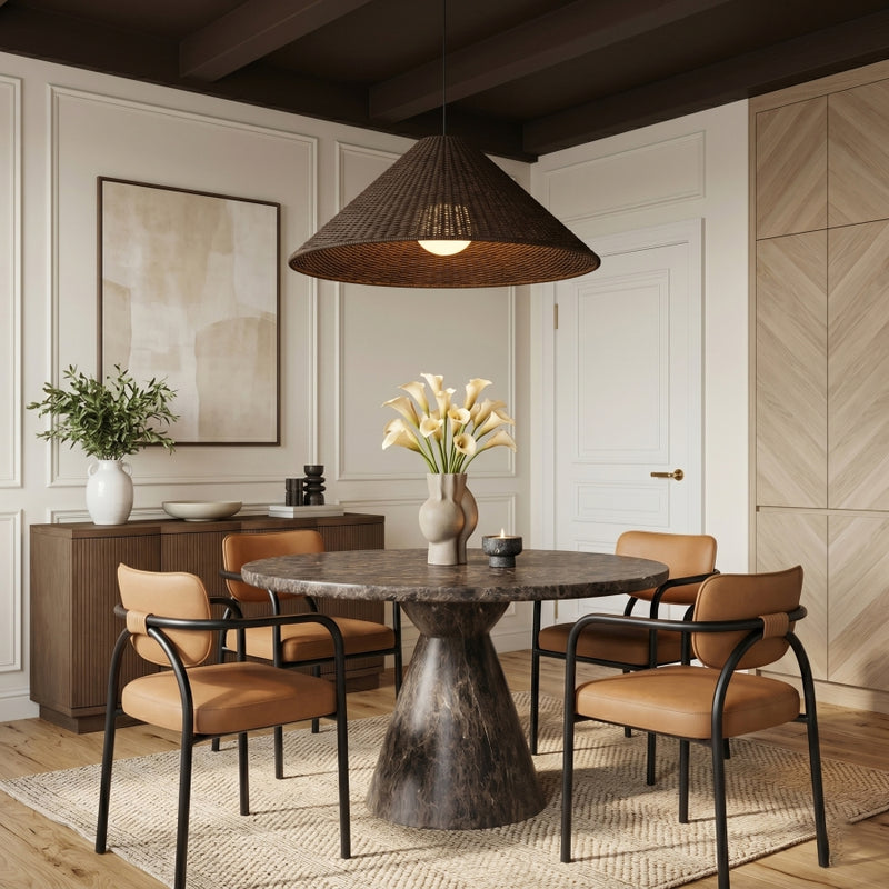Serava Vegan Leather Upholstered Dining Chair in Cognac, Set of 2 - 77066Cognac-C