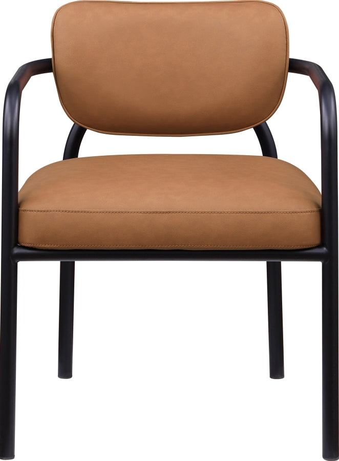 Serava Vegan Leather Upholstered Dining Chair in Cognac, Set of 2 - 77066Cognac-C