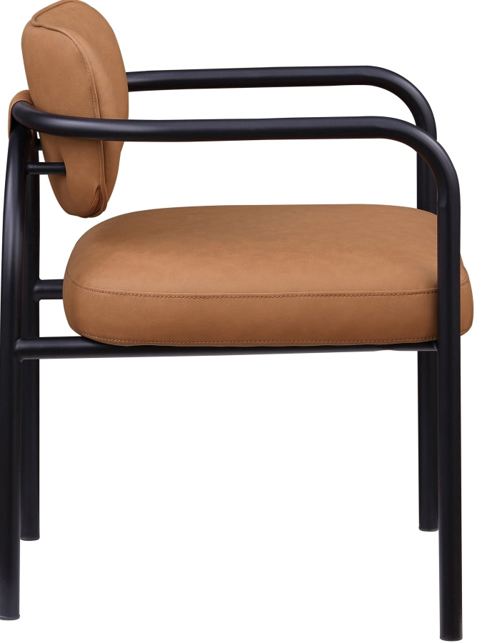 Serava Vegan Leather Upholstered Dining Chair in Cognac, Set of 2 - 77066Cognac-C